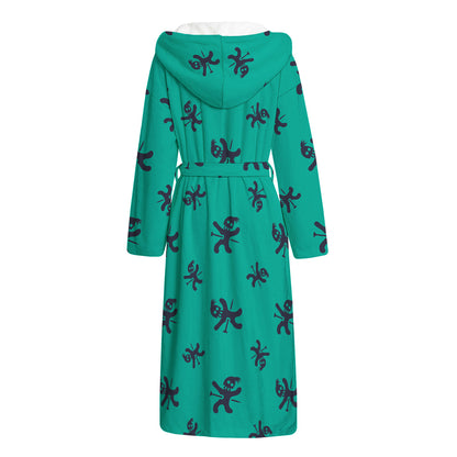 Halloween Voodoo Doll Pattern Print Hooded Bathrobe