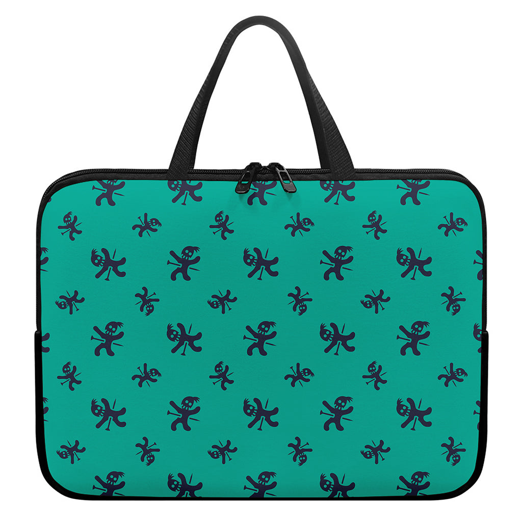 Halloween Voodoo Doll Pattern Print Laptop Sleeve With Handle