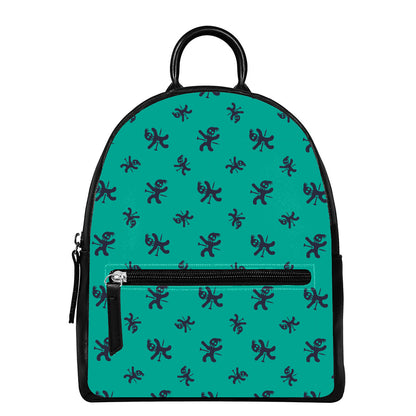 Halloween Voodoo Doll Pattern Print Leather Backpack