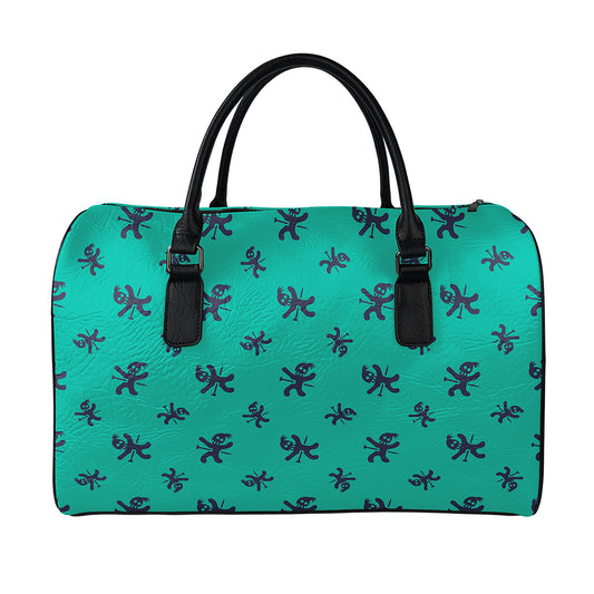 Halloween Voodoo Doll Pattern Print Leather Duffle Bag