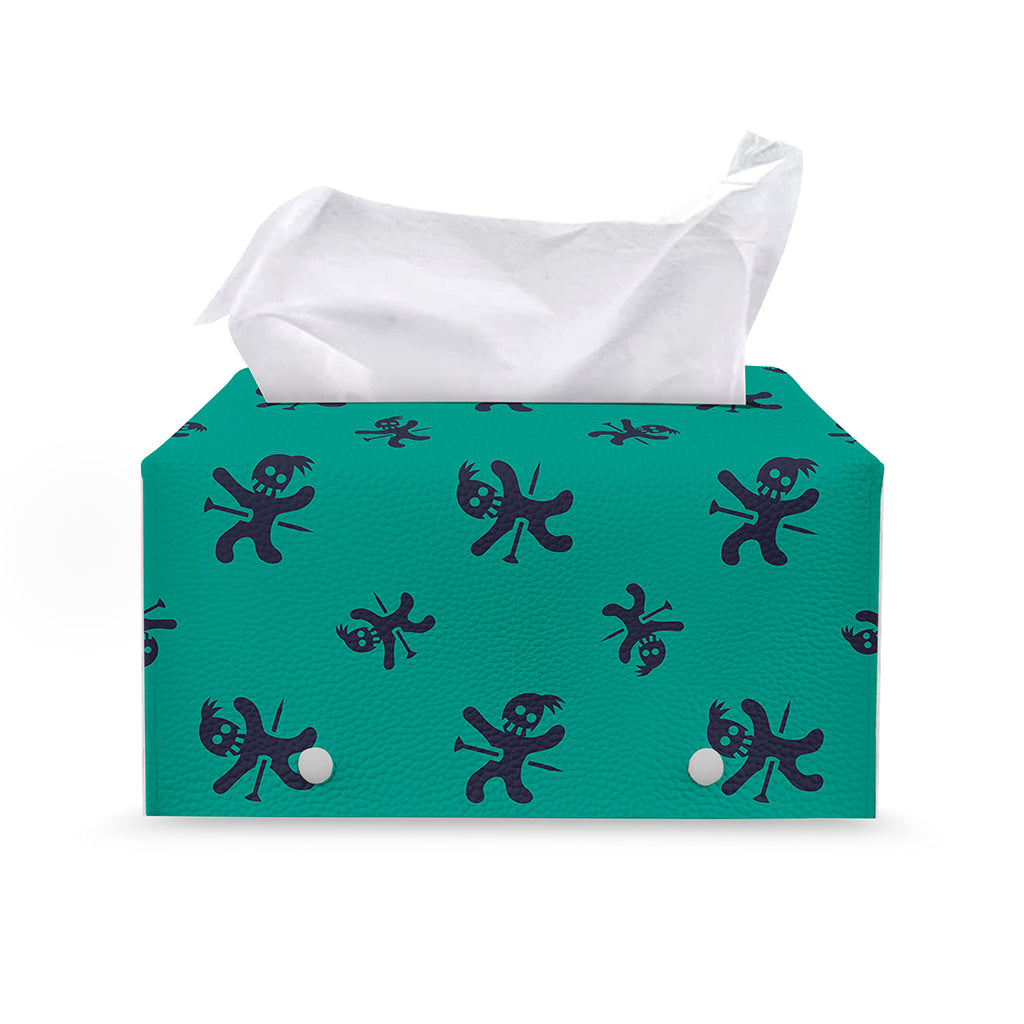 Halloween Voodoo Doll Pattern Print Leather Tissue Box Cover