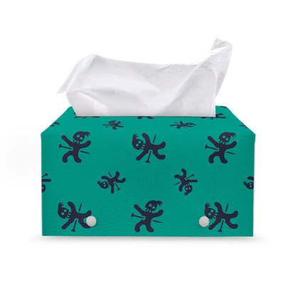 Halloween Voodoo Doll Pattern Print Leather Tissue Box Cover