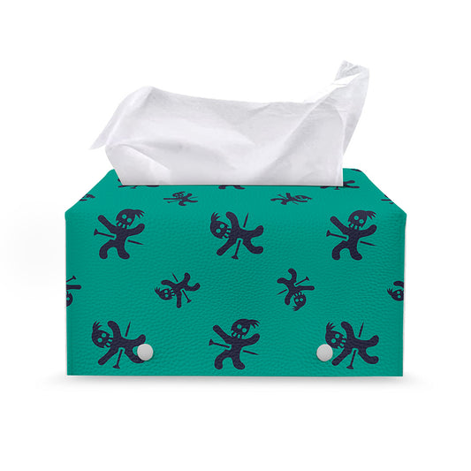 Halloween Voodoo Doll Pattern Print Leather Tissue Box Cover
