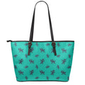 Halloween Voodoo Doll Pattern Print Leather Tote Bag With Zipper