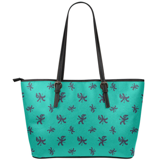 Halloween Voodoo Doll Pattern Print Leather Tote Bag