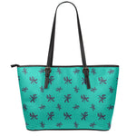 Halloween Voodoo Doll Pattern Print Leather Tote Bag