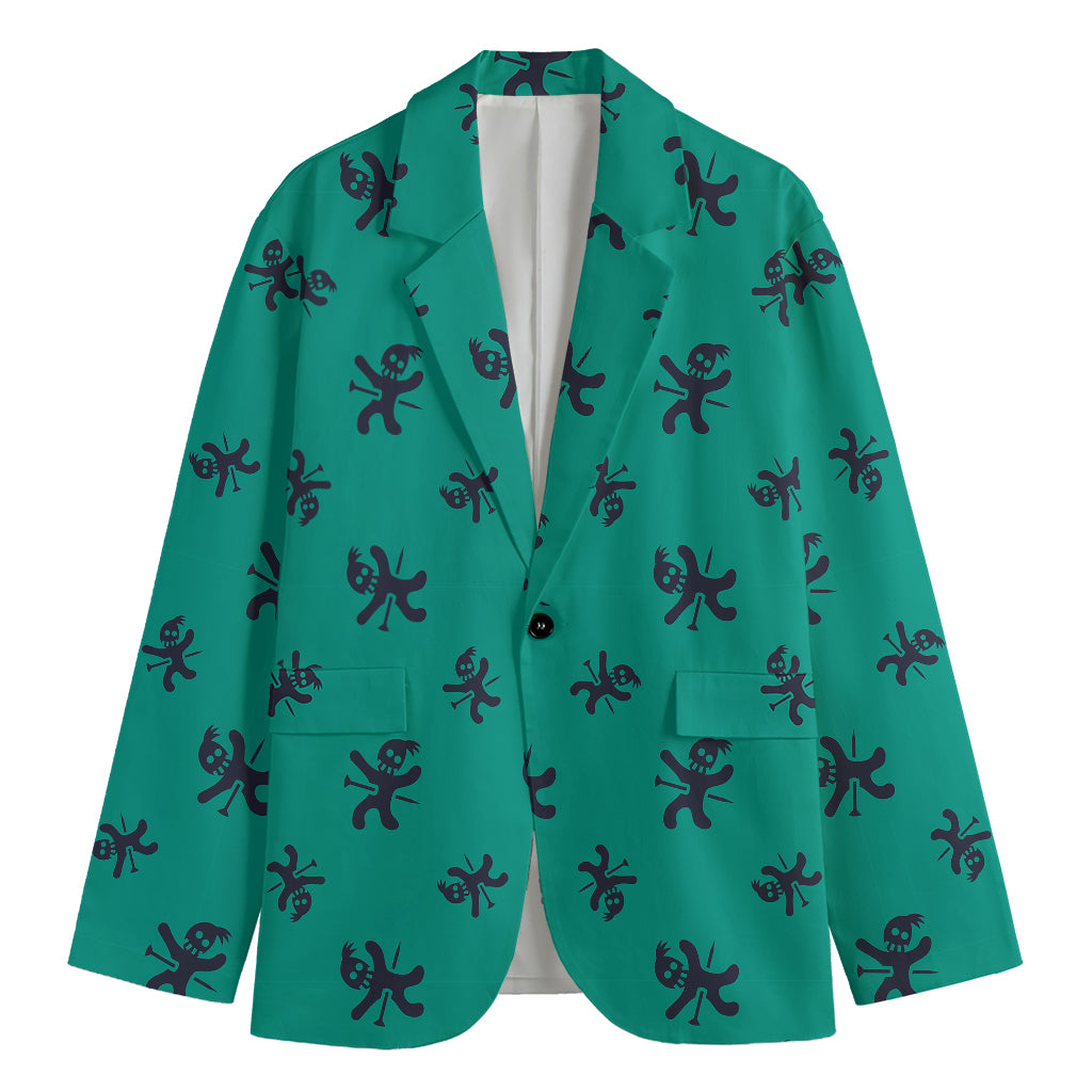 Halloween Voodoo Doll Pattern Print Men's Cotton Blazer