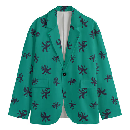 Halloween Voodoo Doll Pattern Print Men's Cotton Blazer