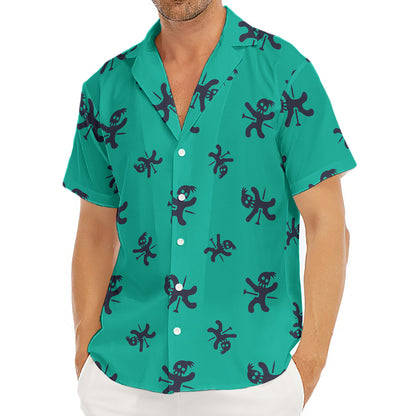 Halloween Voodoo Doll Pattern Print Men's Deep V-Neck Shirt