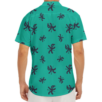 Halloween Voodoo Doll Pattern Print Men's Deep V-Neck Shirt