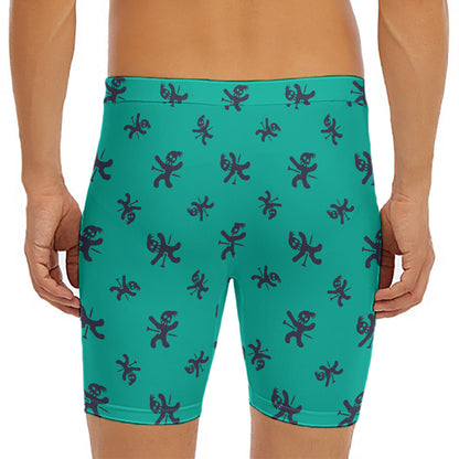 Halloween Voodoo Doll Pattern Print Men's Long Boxer Briefs