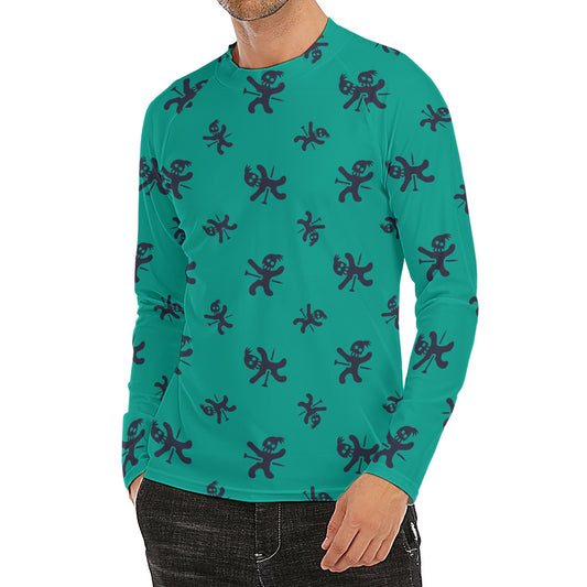 Halloween Voodoo Doll Pattern Print Men's Long Sleeve Rash Guard