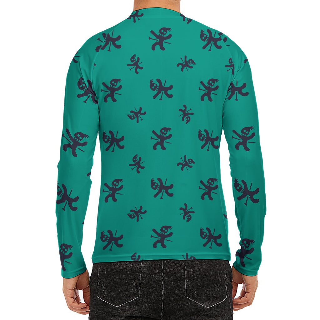 Halloween Voodoo Doll Pattern Print Men's Long Sleeve Rash Guard