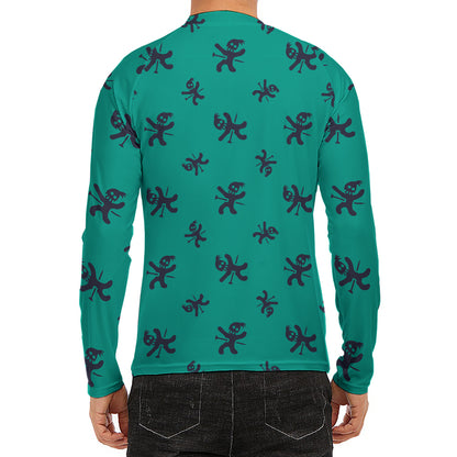 Halloween Voodoo Doll Pattern Print Men's Long Sleeve Rash Guard