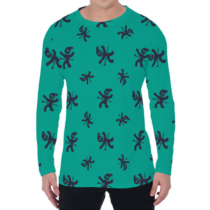 Halloween Voodoo Doll Pattern Print Men's Long Sleeve T-Shirt