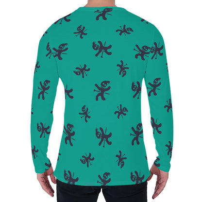 Halloween Voodoo Doll Pattern Print Men's Long Sleeve T-Shirt