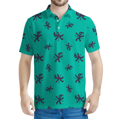 Halloween Voodoo Doll Pattern Print Men's Polo Shirt