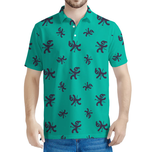 Halloween Voodoo Doll Pattern Print Men's Polo Shirt