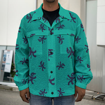 Halloween Voodoo Doll Pattern Print Men's Shirt Jacket
