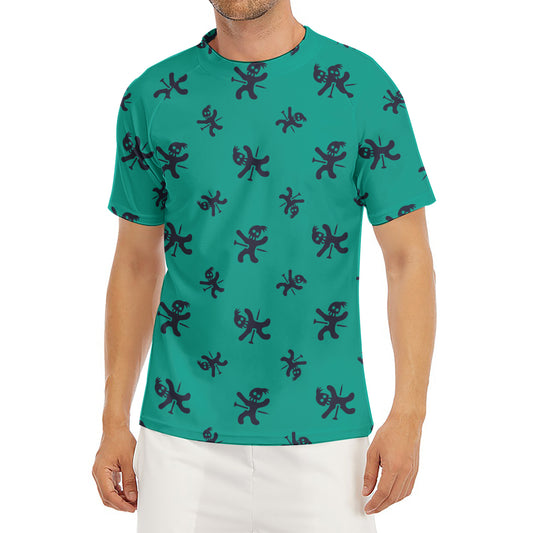 Halloween Voodoo Doll Pattern Print Men's Short Sleeve Rash Guard