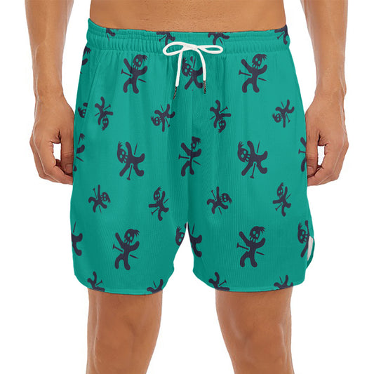 Halloween Voodoo Doll Pattern Print Men's Split Running Shorts