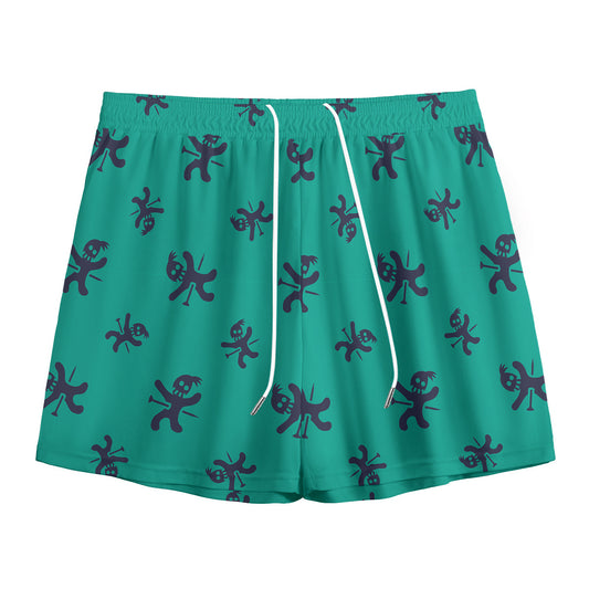Halloween Voodoo Doll Pattern Print Mesh Shorts