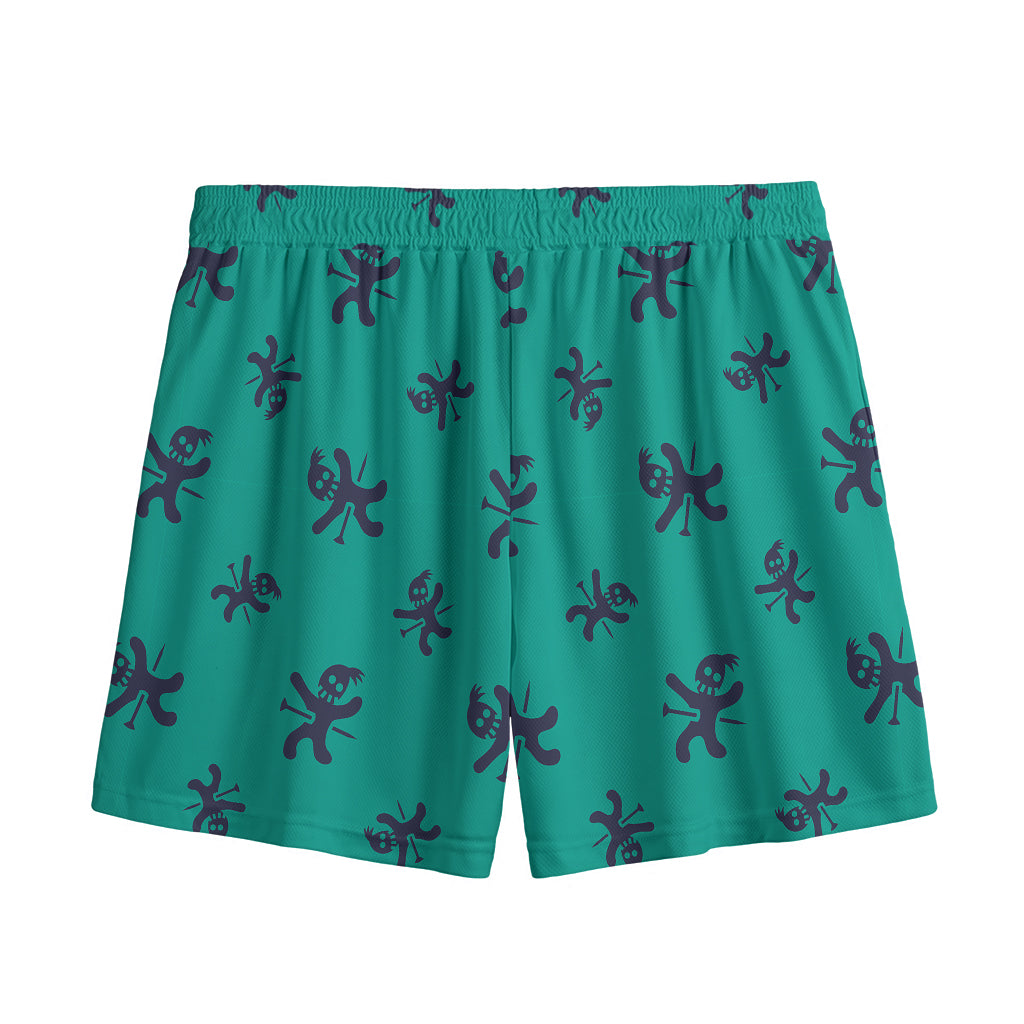 Halloween Voodoo Doll Pattern Print Mesh Shorts