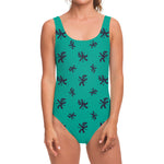 Halloween Voodoo Doll Pattern Print One Piece Swimsuit
