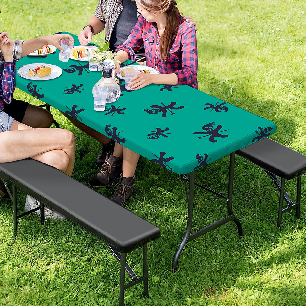 Halloween Voodoo Doll Pattern Print Picnic Table Cover