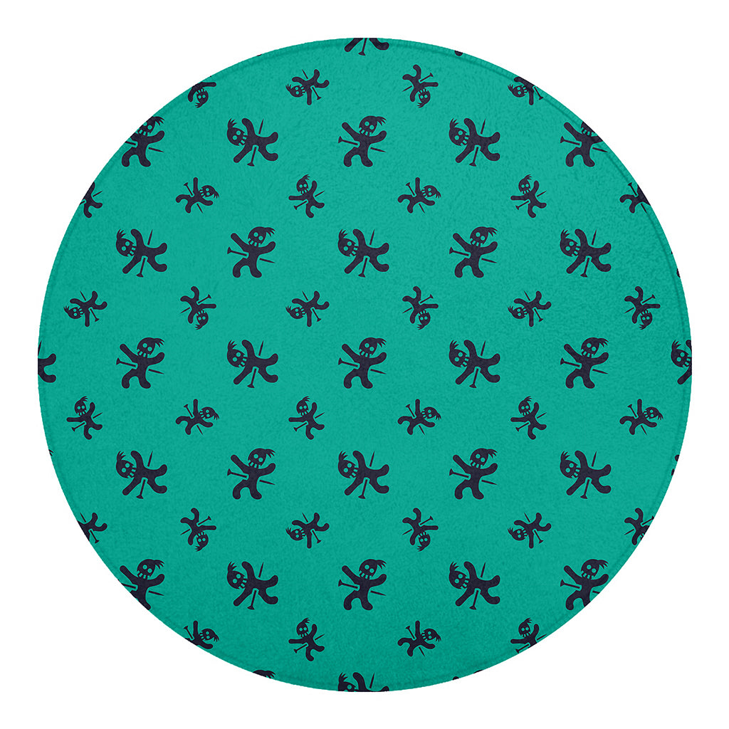 Halloween Voodoo Doll Pattern Print Round Blanket