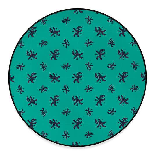 Halloween Voodoo Doll Pattern Print Round Floor Mat