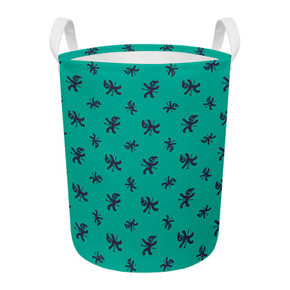 Halloween Voodoo Doll Pattern Print Round Laundry Basket