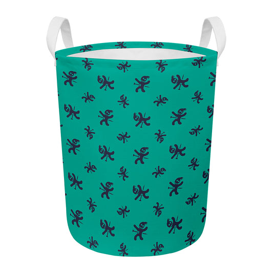 Halloween Voodoo Doll Pattern Print Round Laundry Basket