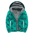 Halloween Voodoo Doll Pattern Print Sherpa Lined Zip Up Hoodie