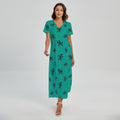 Halloween Voodoo Doll Pattern Print Short Sleeve Maxi Dress