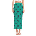 Halloween Voodoo Doll Pattern Print Side Slit Maxi Skirt