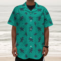 Halloween Voodoo Doll Pattern Print Textured Short Sleeve Shirt