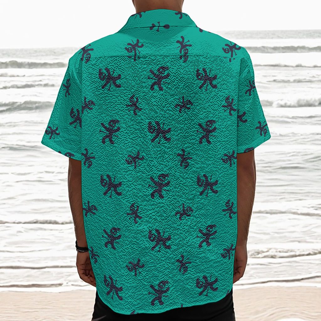 Halloween Voodoo Doll Pattern Print Textured Short Sleeve Shirt