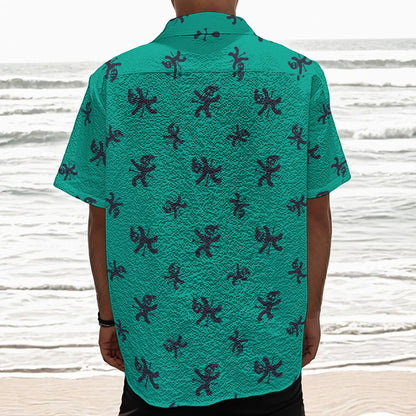 Halloween Voodoo Doll Pattern Print Textured Short Sleeve Shirt