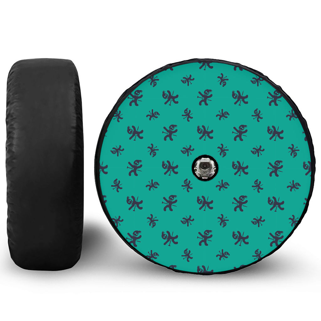 Halloween Voodoo Doll Pattern Print Tire Cover With Camera Hole