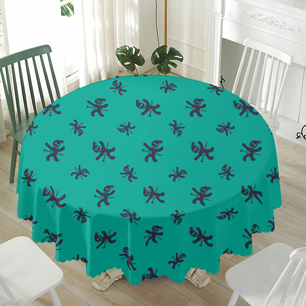 Halloween Voodoo Doll Pattern Print Waterproof Round Tablecloth