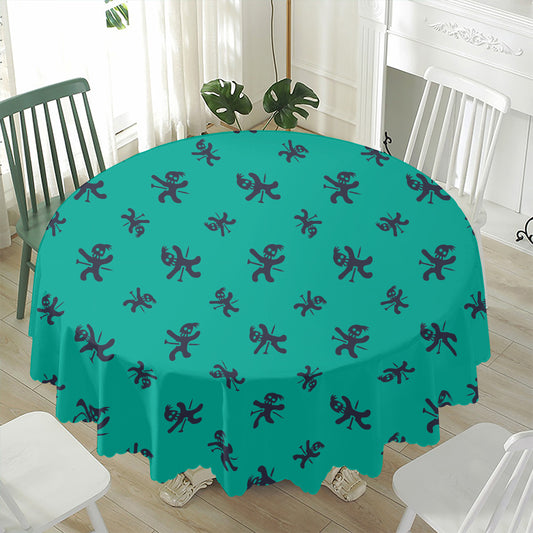 Halloween Voodoo Doll Pattern Print Waterproof Round Tablecloth