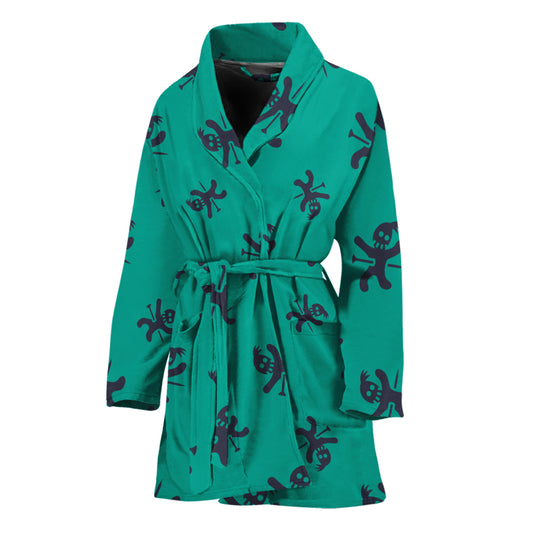 Halloween Voodoo Doll Pattern Print Women's Bathrobe