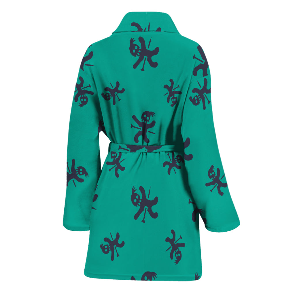 Halloween Voodoo Doll Pattern Print Women's Bathrobe