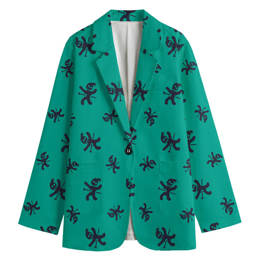 Halloween Voodoo Doll Pattern Print Women's Blazer