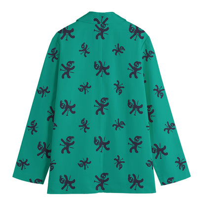 Halloween Voodoo Doll Pattern Print Women's Blazer