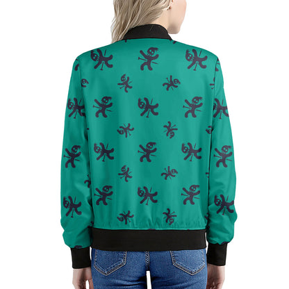 Halloween Voodoo Doll Pattern Print Women's Bomber Jacket