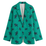 Halloween Voodoo Doll Pattern Print Women's Cotton Blazer