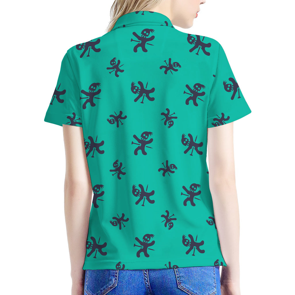 Halloween Voodoo Doll Pattern Print Women's Polo Shirt