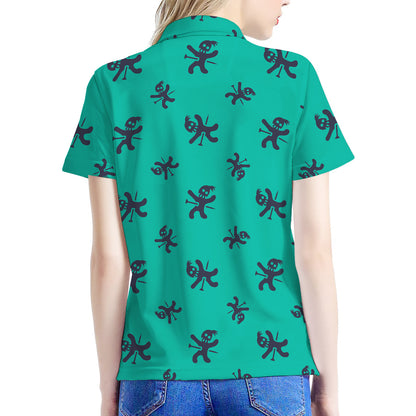Halloween Voodoo Doll Pattern Print Women's Polo Shirt